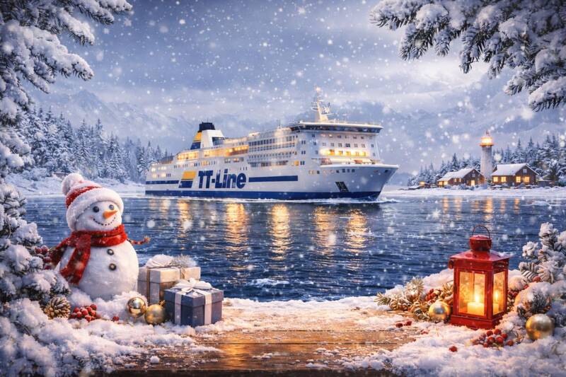 TT-Line Fähre bei winterlicher Ostsee auf dem Weg nach Trelleborg